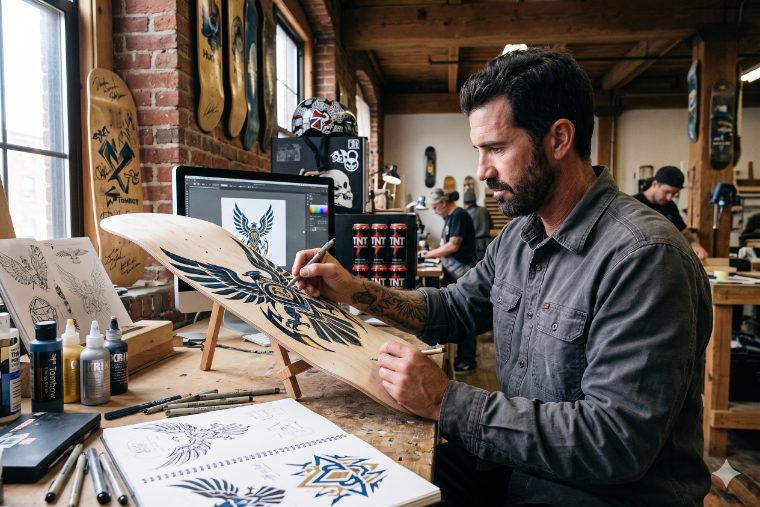 Licensed creation, deck art in the studio