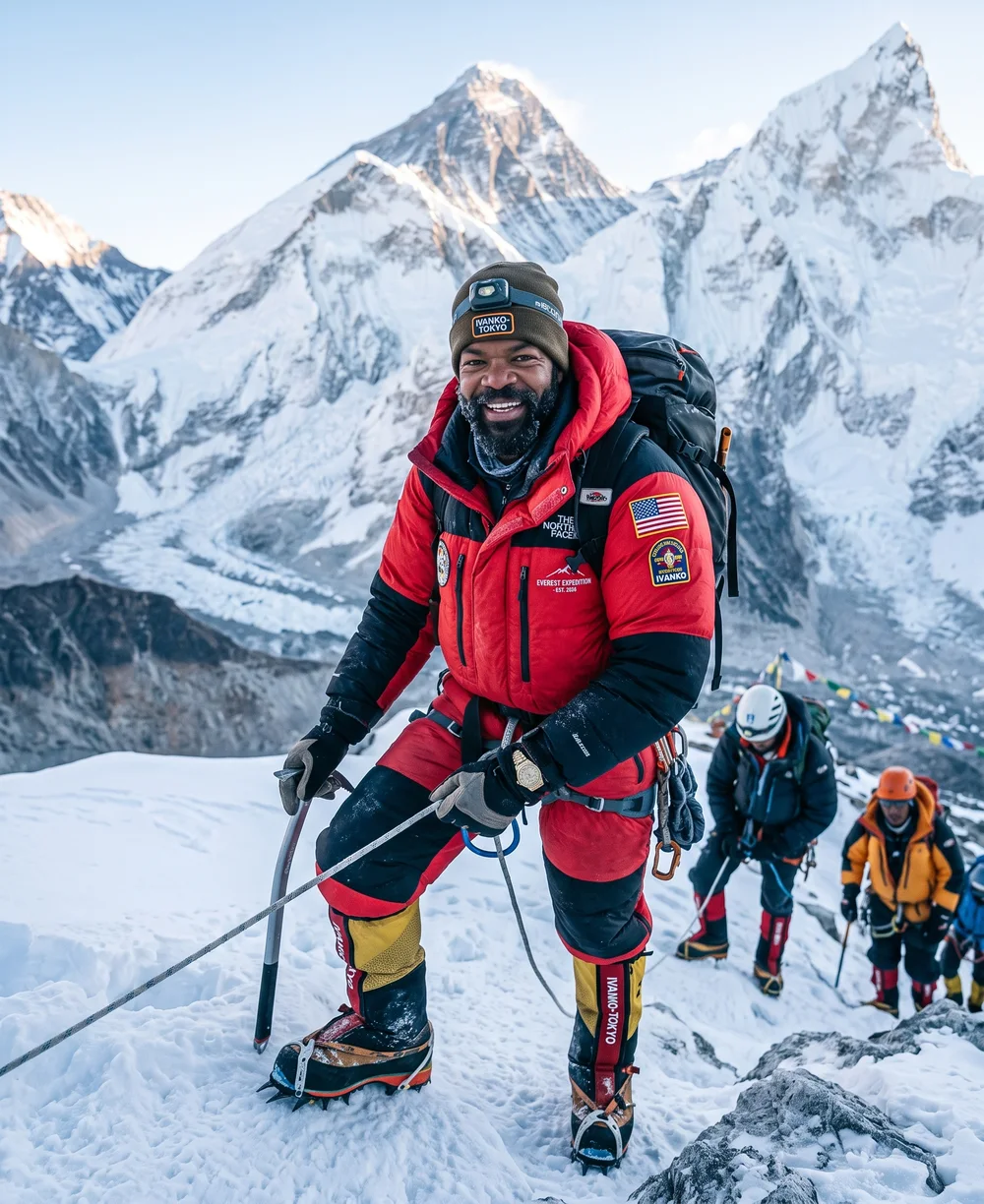 Licensed creation, climbing on a snowy mountain expedition